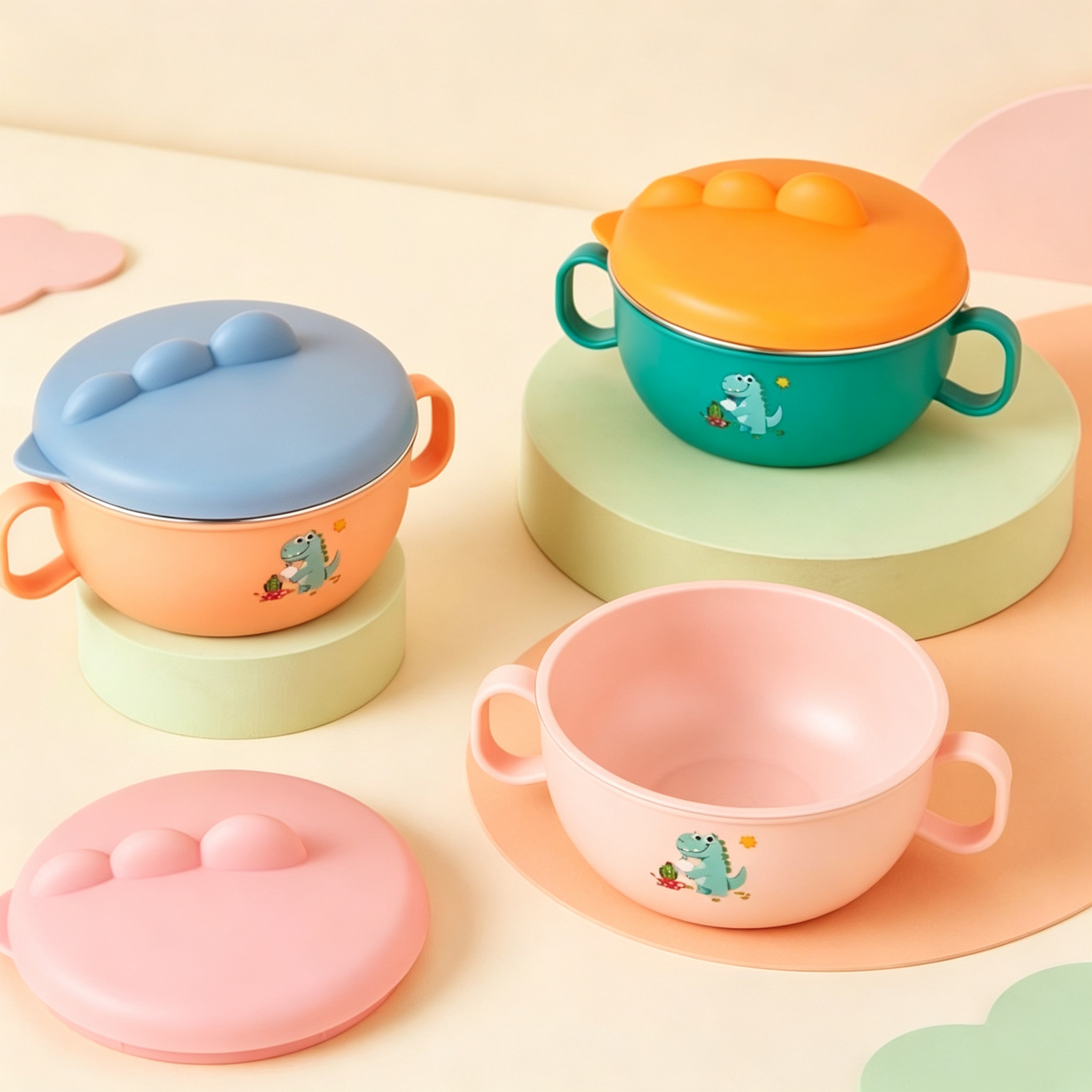 Cute Little Dinosaur Baby Feeding Bowl