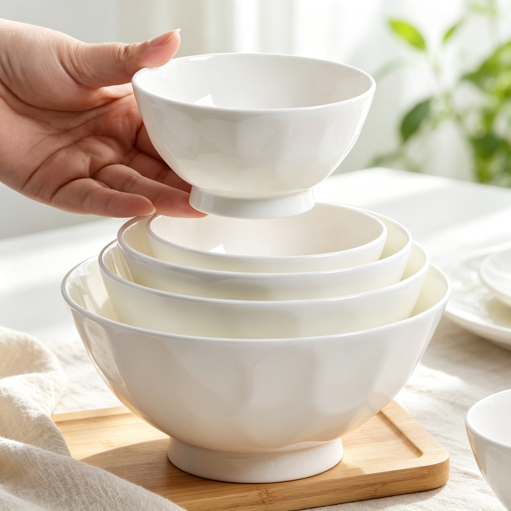 White Ceramic Rice Bowl for Home