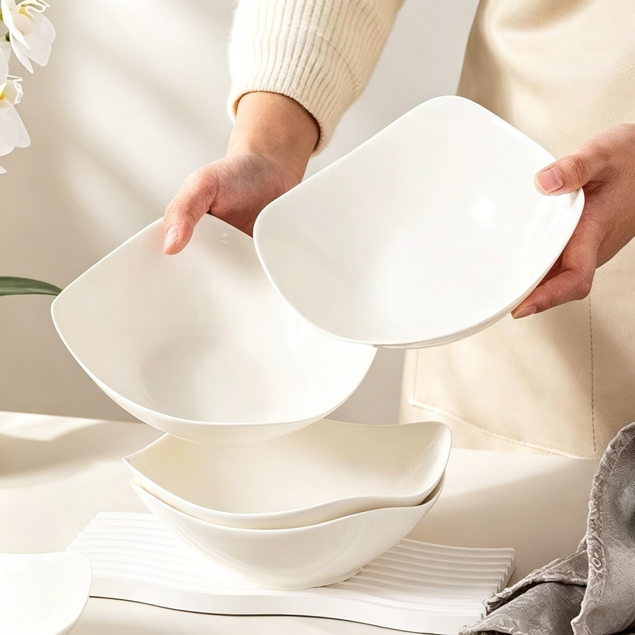 Pure White Square Ceramic Plate